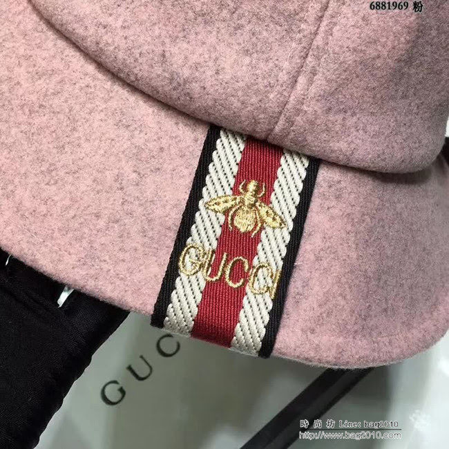 GUCCI古馳 專櫃爆款 百搭單品 經典羊毛漁夫帽 6881969 LLWJ6594